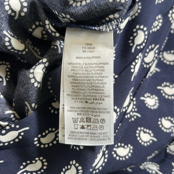 Boden Caithness Wide‎ Leg Loose Flowy Paisley Pants US Size 6R Navy White - Picture 11 of 11